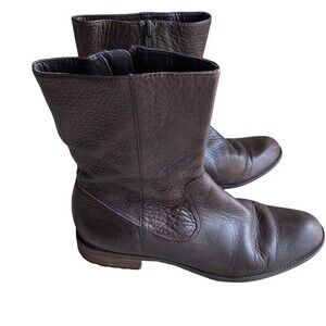 Calvin Klein Terra Brown Leather Mid Calf Boots Size 9